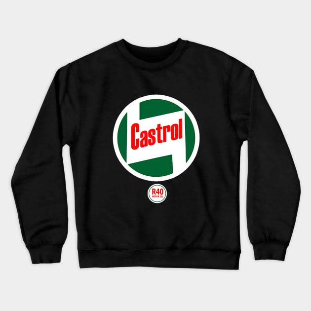 Castrol R40 Racing 2 Stroke Oil Tee Crewneck Sweatshirt by justswampgas